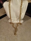 Long Gold Tone Chain Tassel Necklace Vintage — photo 2