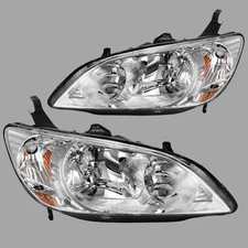 Headlamps for 2004 05 Honda Civic 2/4 Door Chrome Housing Headlights Assembly
