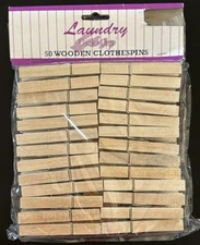 50 Vtg Wooden Clothespins Spring Loaded Natural Wood Clothes Pins Laundry