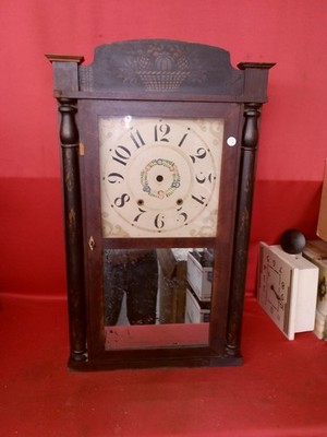 PRETTY DECENT OLD ORIGINAL RILEY WHITING WOOD WORKS WEIGHT CLOCCK CASE WITH # 54