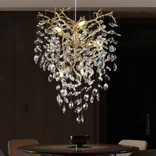 Modern Gold Crystal Tree Branches Chandelier,21 Inchs 6 Lights Modern Round K...