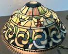 VTG Tiffany Style Leaded Glass Shade Opalescent Iridescent Floral Scroll Pattern