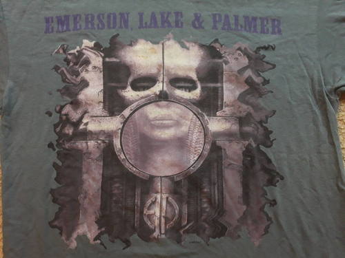 EMERSON LAKE & PALMER Vintage 1996 World Tour T Shirt L Blue ELP LP HR Giger 90s - Picture 7 of 9