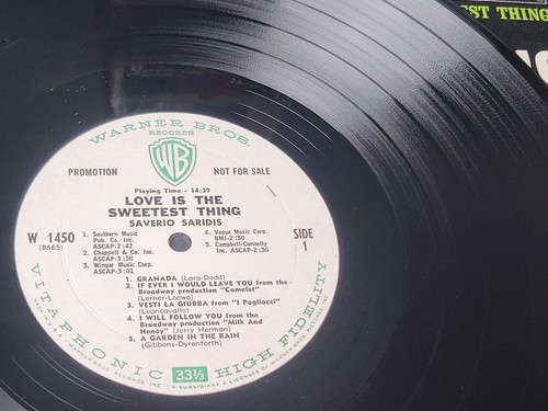 EX PROMO Saverio Saridis – Love Is The Sweetest Thing (1988) Warner– W1450 LP - Imagen 2 de 4