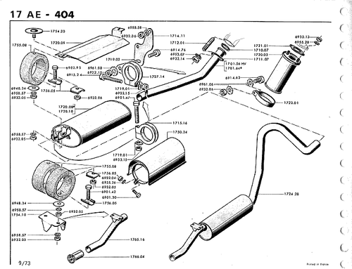 Ecrou M10 fixation échappement Peugeot 203 403 204 304 404 504 604 505 D3-D4 J7 - Picture 7 of 12