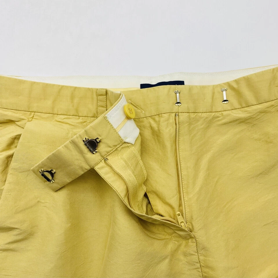 Ann Taylor Silk Pants Size 10 Women's Ankle Straight Leg Mustard  Yellow - Image 4 of 4
