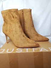 Just Fab Booties Khloy Stretch Zip Closure Tan Size 6 New