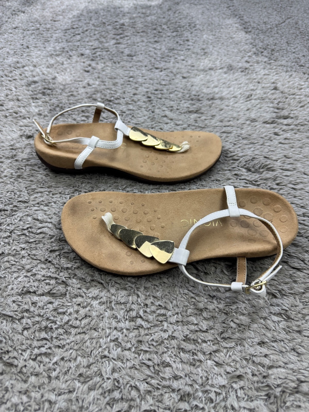 Vionic Womens Miami Metallic Rose Gold T-Strap Comfort Thong Sandals Size 8