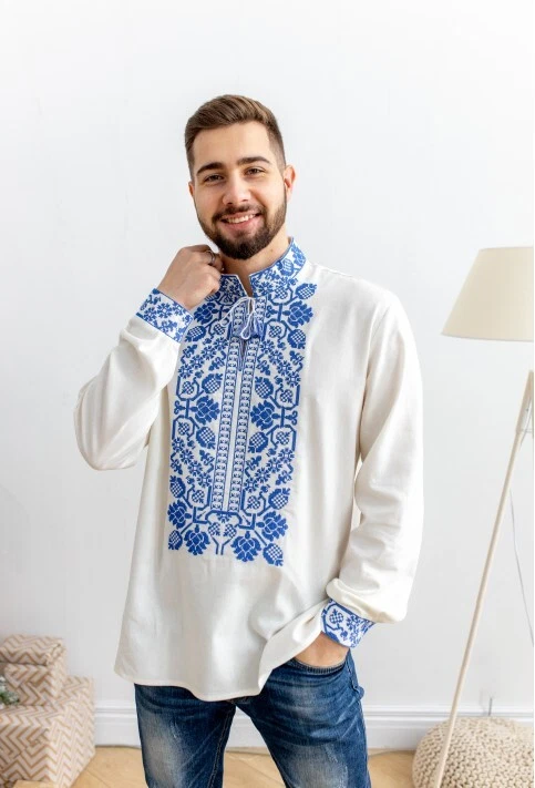 Men's embroidered linen shirt