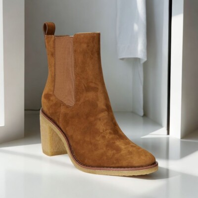Lauren Ralph Lauren Marianna Women's Brown Suede Chelsea Heel Boots NWB