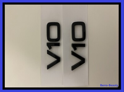 2x  V10 Emblem  Schriftzug für RS SQ7 A6 A7 S5 S6 S7 S8 R8 schwarz glänzend