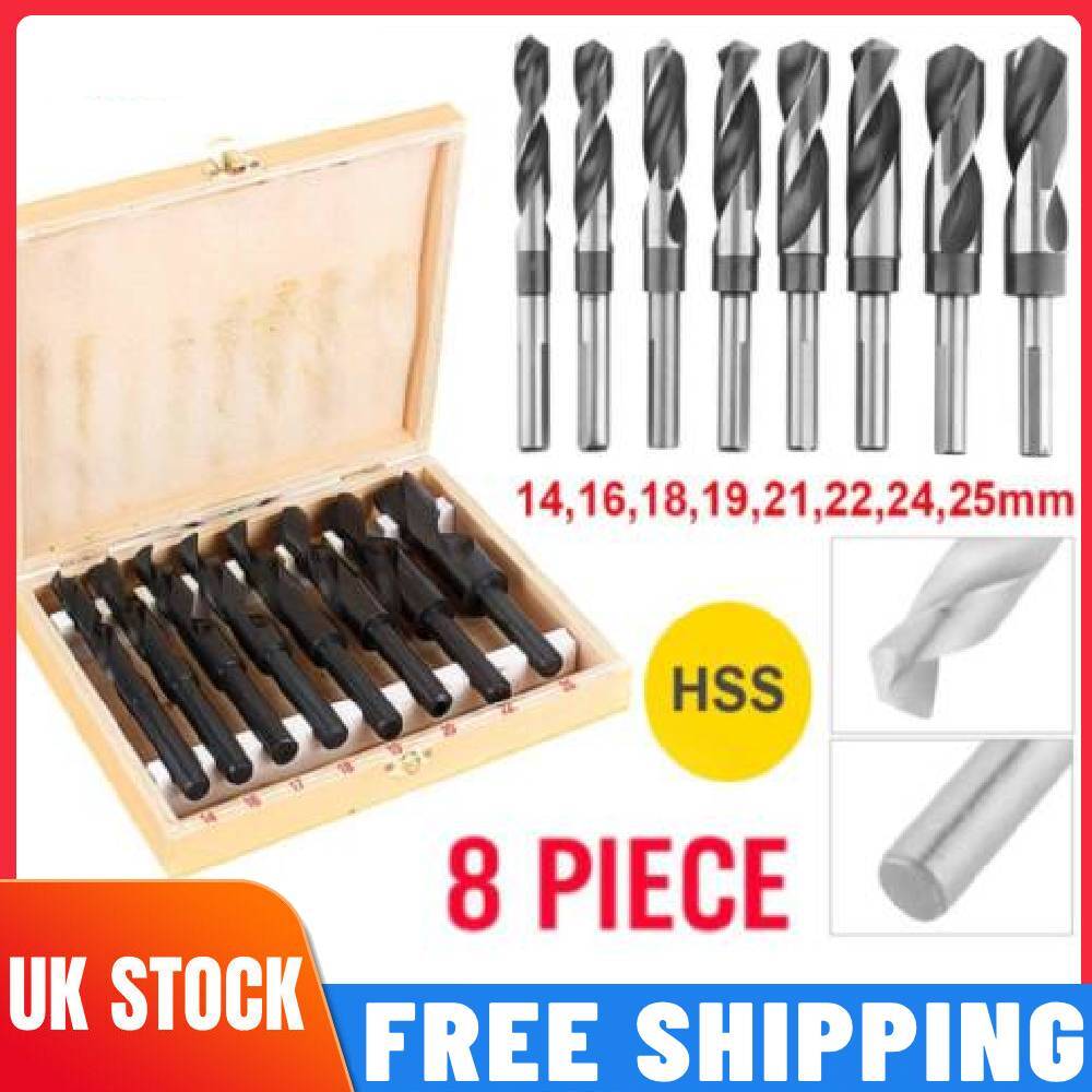 8PCS BLACKSMITH REDUCED SHANK HSS HIGH SPEED STEEL TWIST DRILL BIT SET 14-25M