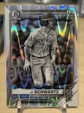 2021 Bowman Chrome Draft JT Schwartz Black & White Ray Wave Refractor SP Mets Rc