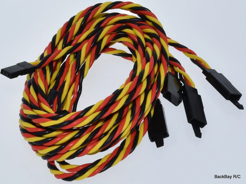 (5) 75CM (~2.5ft) Twisted 20awg Servo Extension Leads JR / Hitec w/ Safety Clips - Image 2 of 3