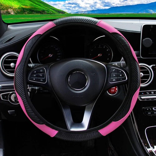 PU Carbon Fiber Leather Car Steering Wheel Cover without Inner Ring Suitable for - Picture 5 of 32