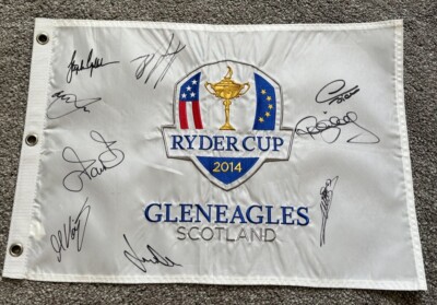 Team Europa handsigniert 2014 Ryder Cup Gleneagles Golf Flagge mit Echtheitszertifikat