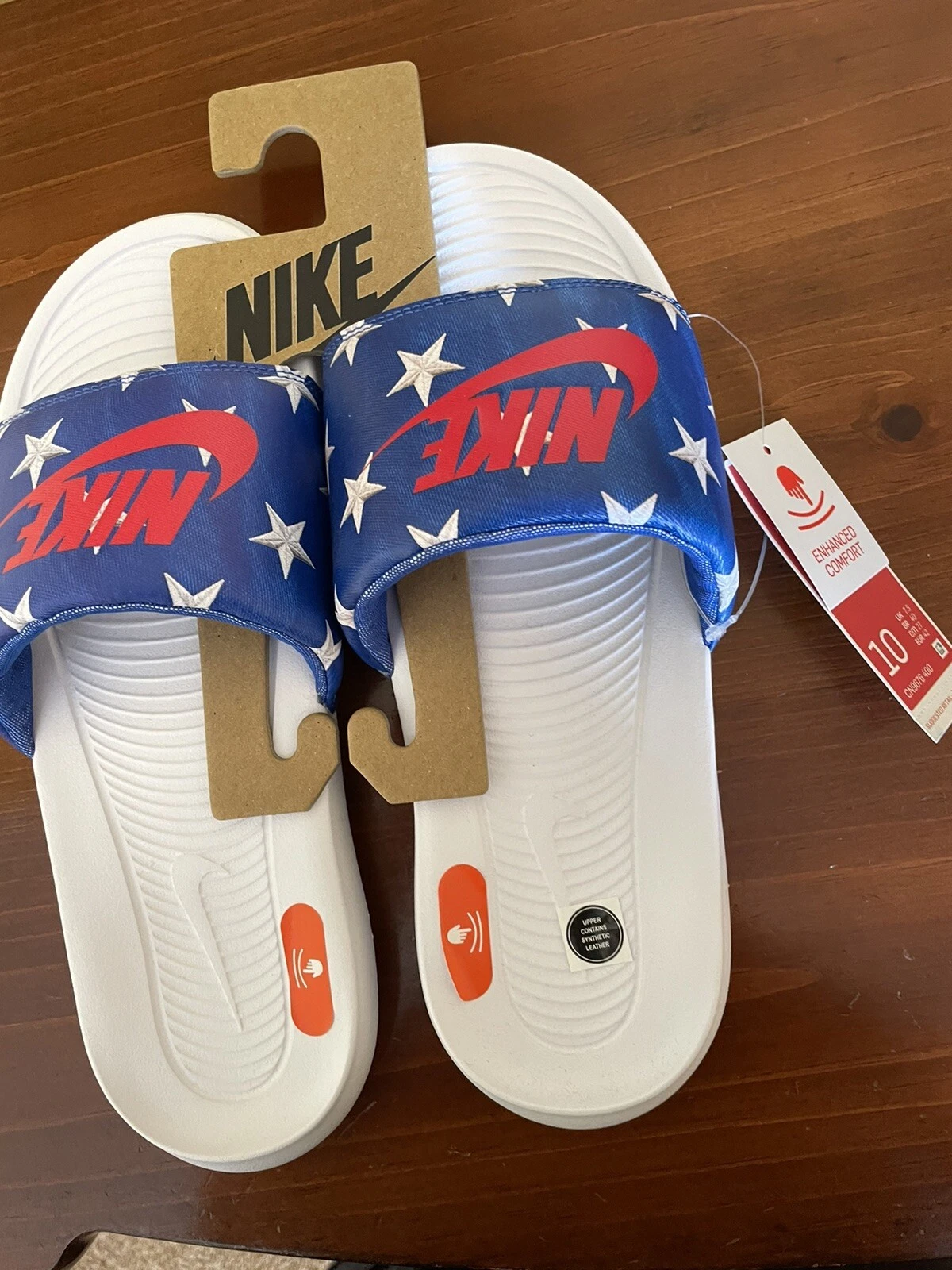 Sandali Nike Victori One Game Royal Red Stars Print da uomo slide taglia 10 scarpe nuove