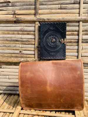 Men's Vintage Leather Full Flap Messenger ipad Satchel Shoulder Bag Pack Of 2