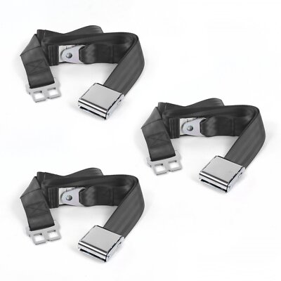 VW Type 3 Squareback Airplane 2pt Charcoal Lap Bucket Seat Belt Kit - 2 Belts 