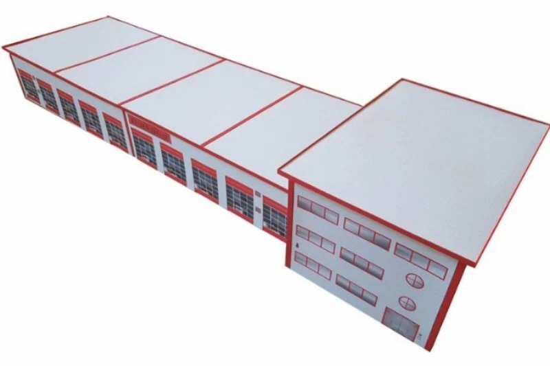 HO/1:87 Feuerwehr Erweiterung Anbau für Feuerwache Kartonmodellbausatz - Bild 4 von 4