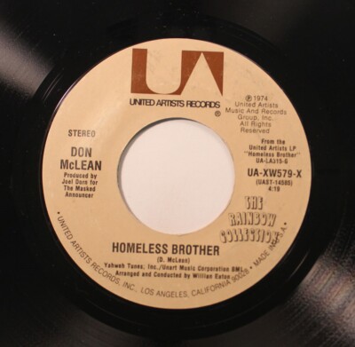 Don McLean Rock 45 Vinyl Single 7'' 45 RPM Homeless Brother / La La Love You