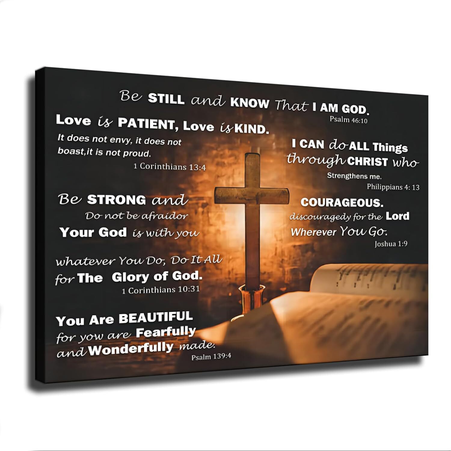 Rustic Black White Bible Verse Poster Inspirational Christian Jesus Quote  