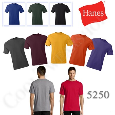 Hanes Authentic-T Men's Plain Crewneck Short Sleeves T Shirt 5250 | eBay