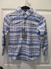 VINEYARD VINES BOYS ON-THE-GO PERFORMANCE L/S MAUI PLAID BLUE WHALE SHIRT SIZE 7