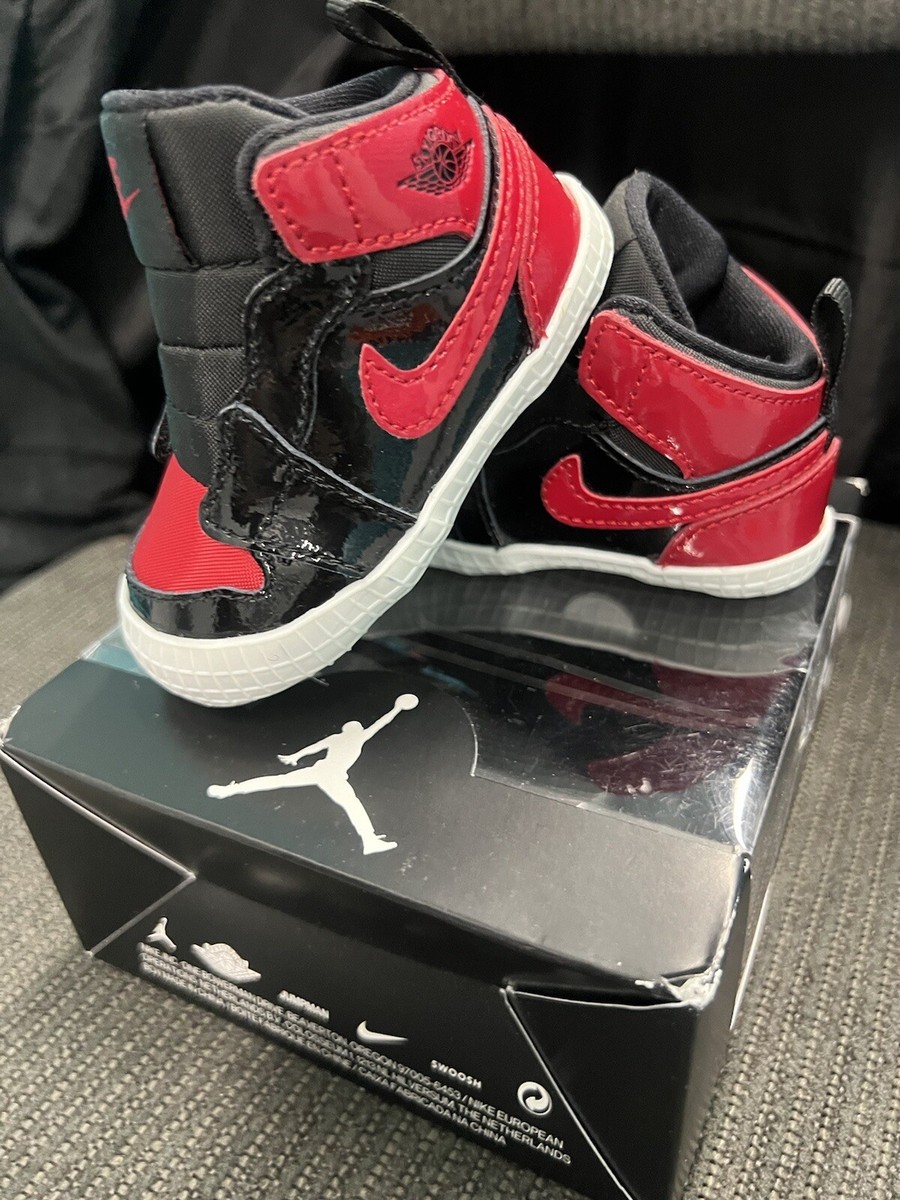 Nike Air Jordan Crib Bootie 'Patent Bred' AT3745-063 Infant/Baby Size 2C
