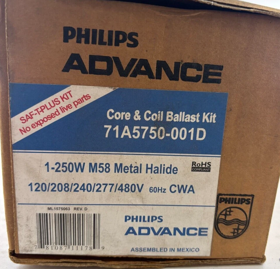 philips advance núcleo y bobina lastre kit 71A5750-001D Foto 2 de 4