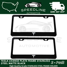 Tesla Logo Stainless Steel License Plate Frame Holder Rust Free