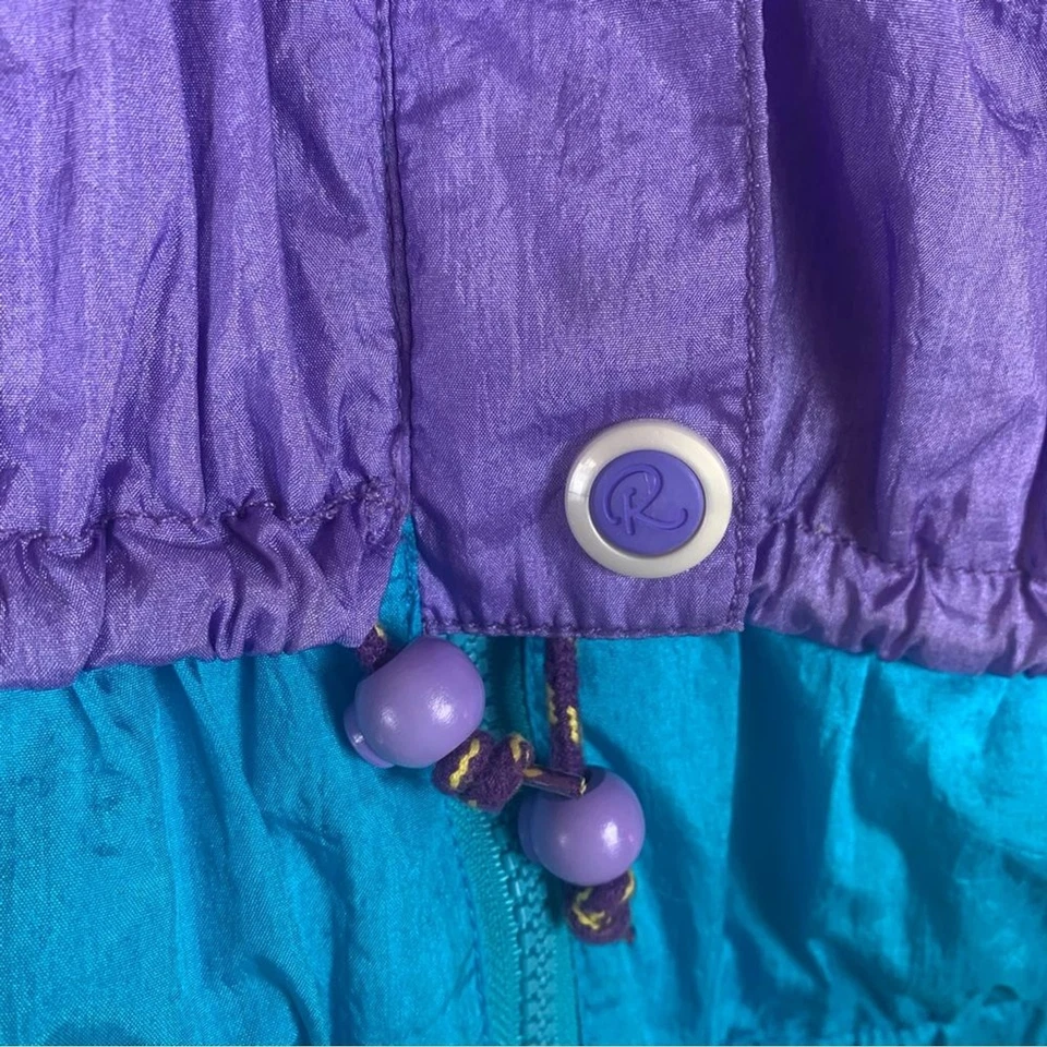 Jaqueta de neve de esqui colorida vintage Roffe anos 80 ou 90 vermelha roxa azul juniores 16 - Imagem 3 de 4