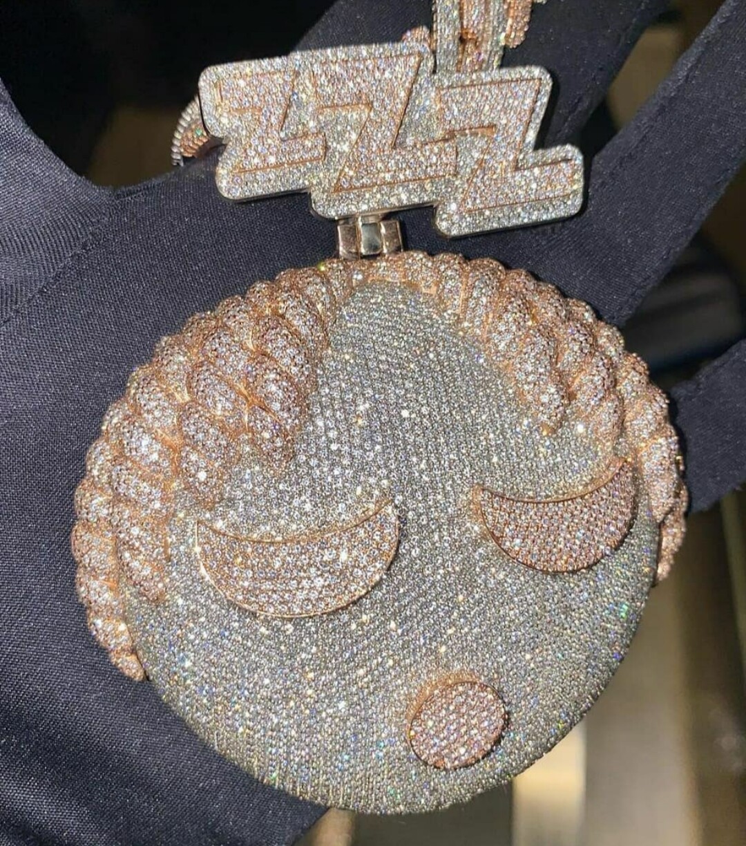 White Gold Plated Men's Custom Round CZ Silver Pendant