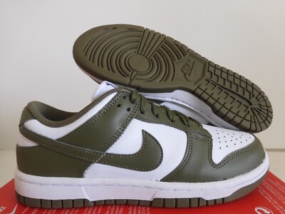 WMNS NIKE DUNK LOW WHITE-MEDIUM OLIVE GREEN-WHITE SZ 6.5 [DD1503-120]