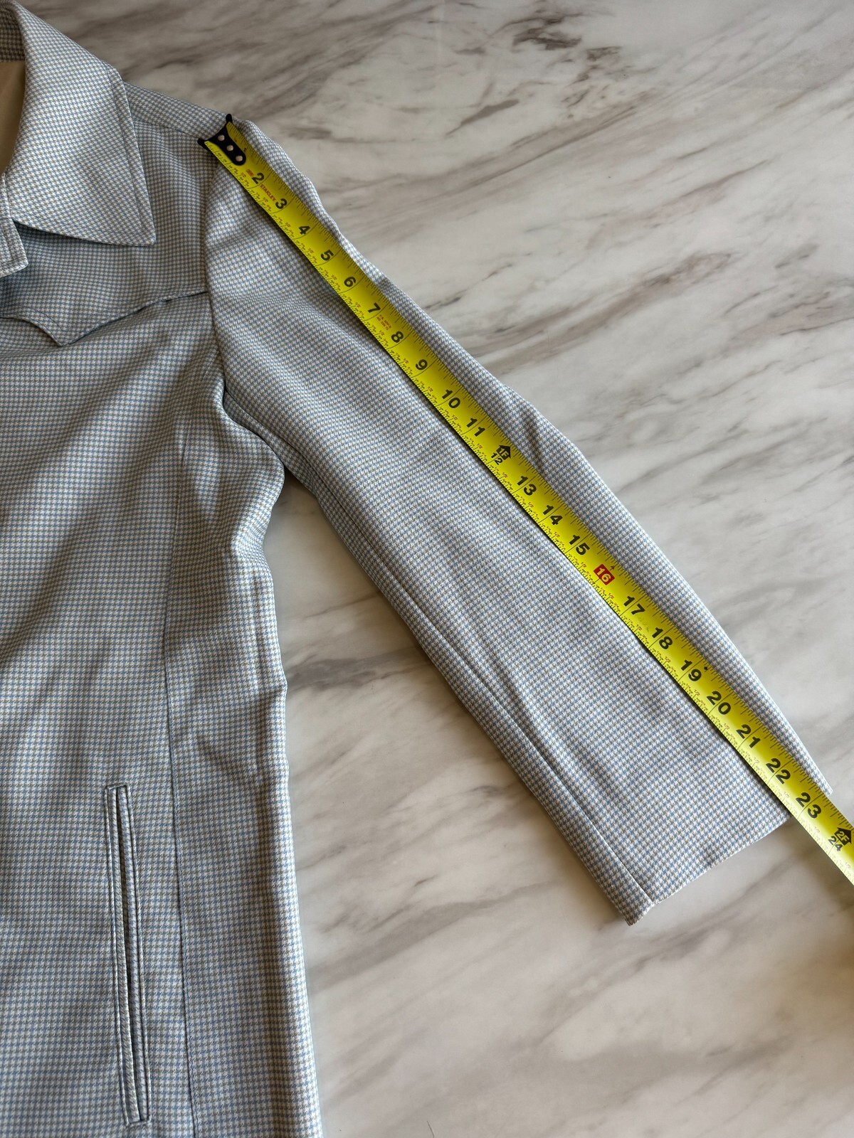 HTF RARE VTG 70s LONDON FOG Houndstooth Maincoat Wms Lined Long Trench Coat Blue