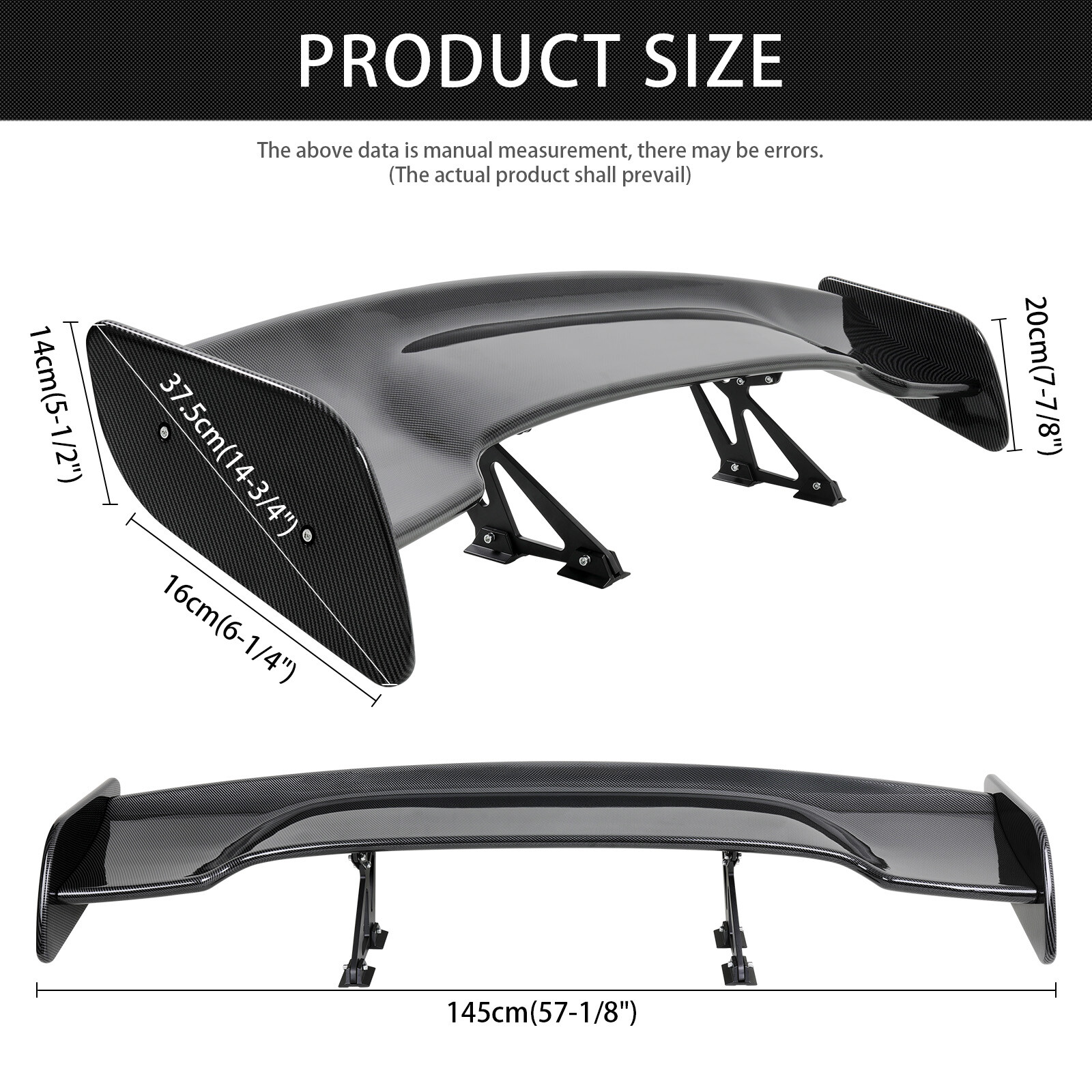 57" Carbon Fiber GT Style Racing Rear Trunk Spoiler Wing For Ferrari 360 Modena
