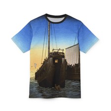 Made in USA Old Japanese Ships Ukiyo-e Men's Unisex Cut Sew Tee - Artwork Shirt