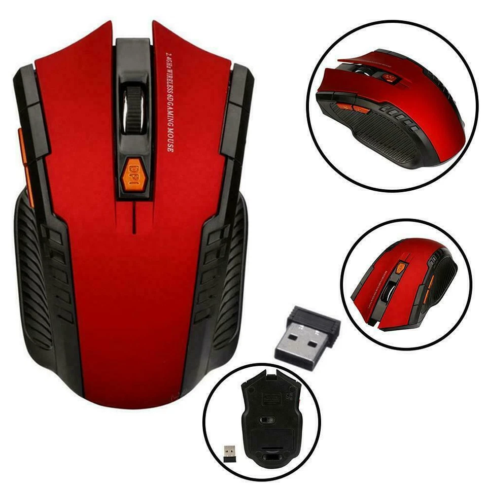 CONNEX-USB 2.4GHz Wireless Optical Mouse w/ Receiver-Laptop Computer-RED- US - Image 2 of 4