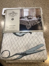 JOHN DERIAN CO. Tablecloth Cotton Linen KITCHEN UTENSIL Print 60 x 104 Farmhouse