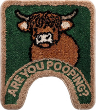 Highland Cow Toilet Rug, Farmhouse Bathroom Decor Mat for Toilet Base