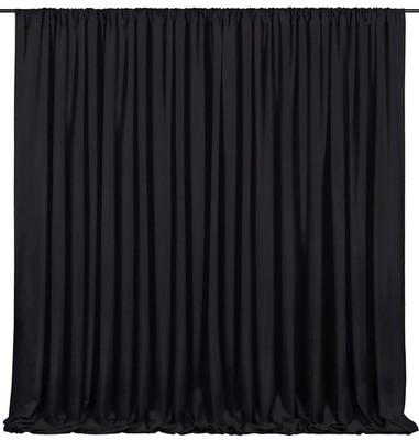 Black Backdrop Curtains 2 Panels 5Ft X 10Ft Polyester Photo Backdrop Drapes for