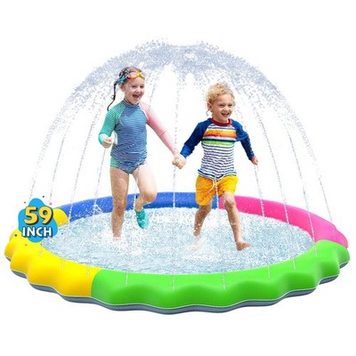 VISTOP Non-Slip Splash Pad for Kids and Dog, 59 inch, Red&yellow&green&blue