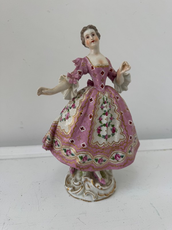 Antique Sevres Porcelain Figurine Woman 18th century  dress