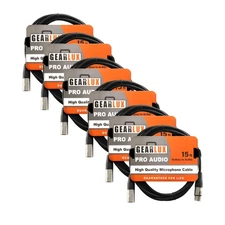 Gearlux 15-Foot XLR Microphone Cable - 6 Pack