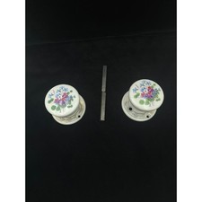 Antiguo juego de perillas de puerta de porcelana vintage rosetas a juego dorado victoriano