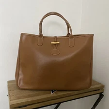 Authentic LONGCHAMP Rozo - Brown Leather Tote Bag USED