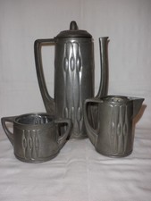 Peter Behrens Gerhardi Jugendstil Zinn Kaffee Set 1900 1910 Art Nouveau Deco