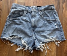 Levi's Light Blue Distressed High-Rise Denim MOM Shorts
