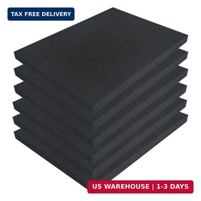 6 PCS Polyurethane Foam Sheets 16 x 12 x 1 Inch, Foam Inserts for Cases,Black Cu