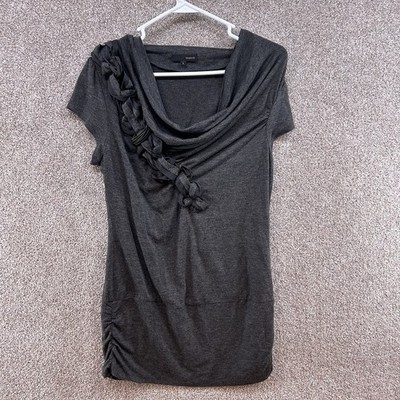 I Love Posh Women's Tunic Top Size Large Gray Cowl Neck Ruffle Ruched